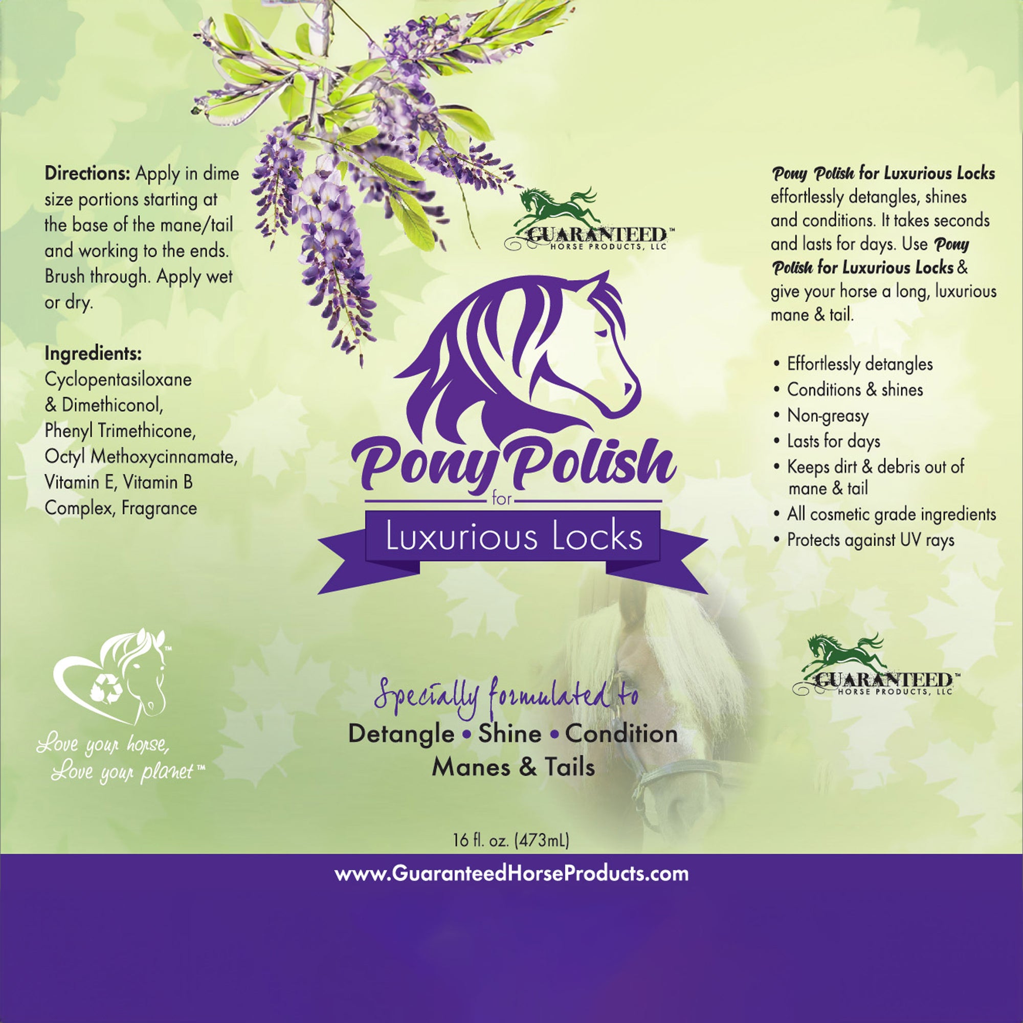 Horse detangler Pony Polish label